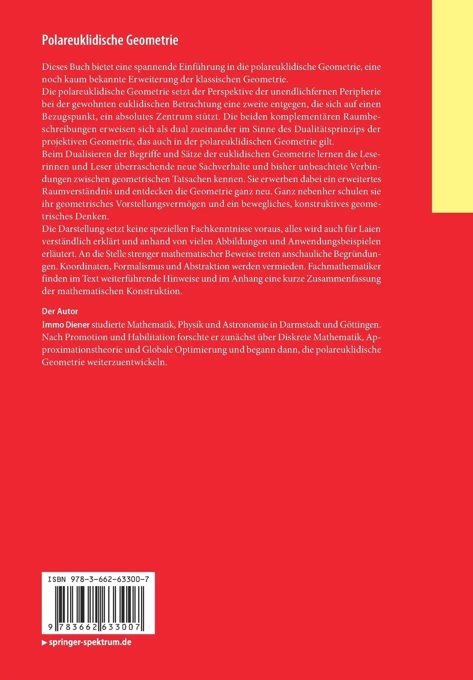 Rückseite: 9783662633007 | Polareuklidische Geometrie | Immo Diener | Taschenbuch | XI | Deutsch