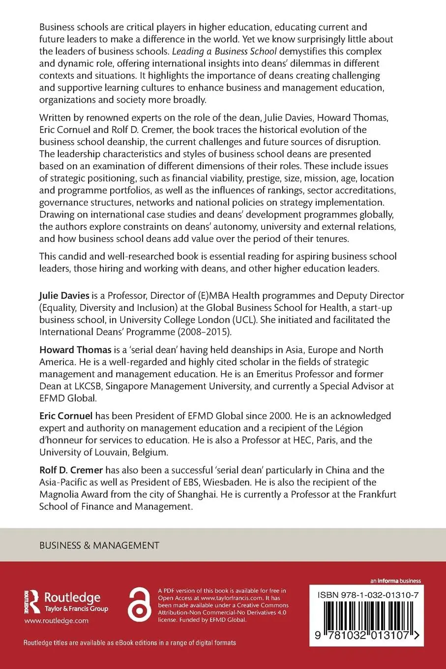 Rückseite: 9781032013107 | Leading a Business School | Julie Davies (u. a.) | Taschenbuch | 2023