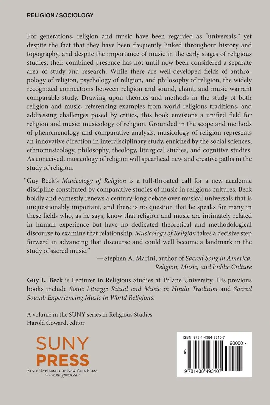 Rückseite: 9781438493107 | Musicology of Religion | Theories, Methods, and Directions | Beck