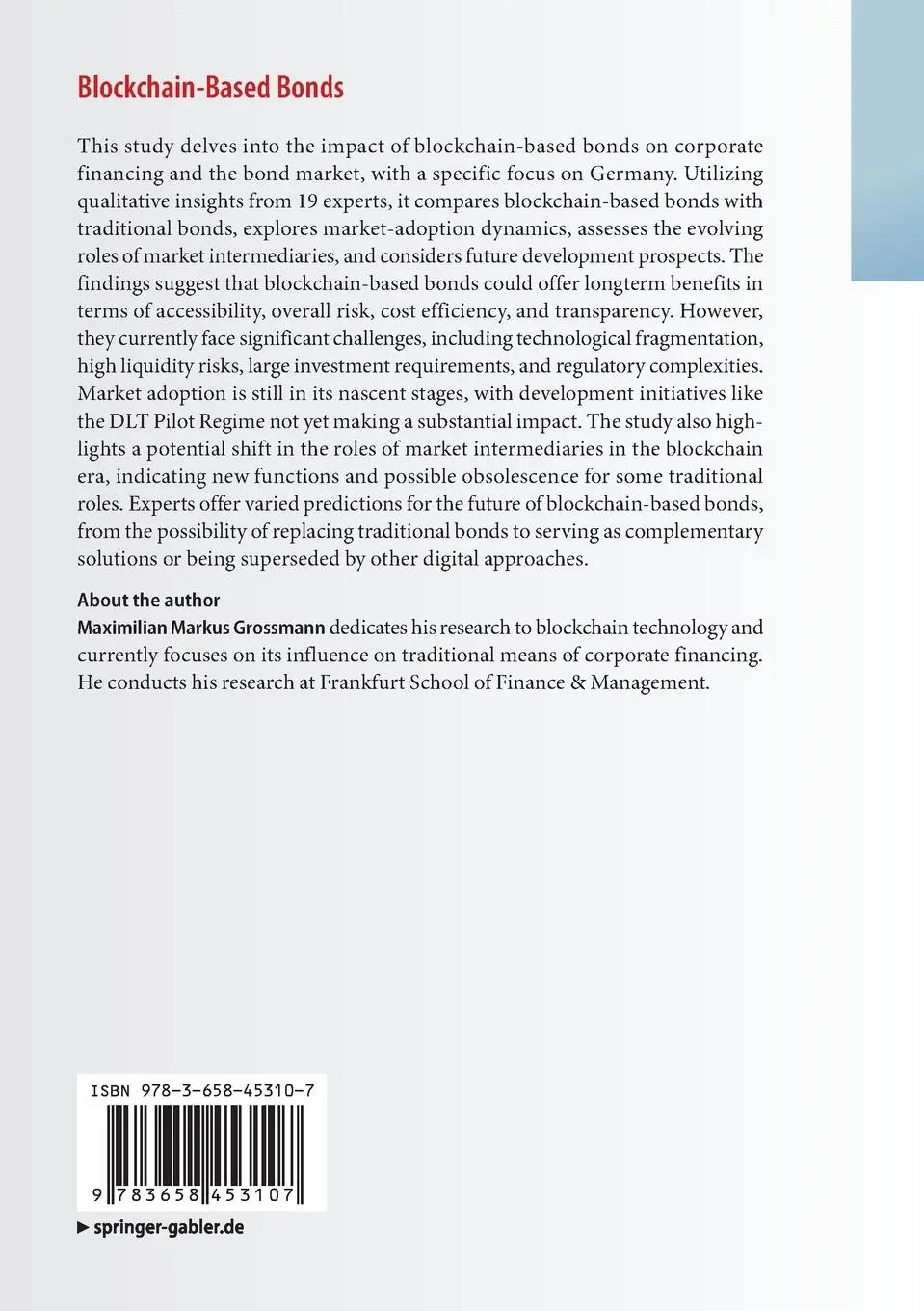 Rückseite: 9783658453107 | Blockchain-Based Bonds | A Game Changer in Corporate Financing | Buch