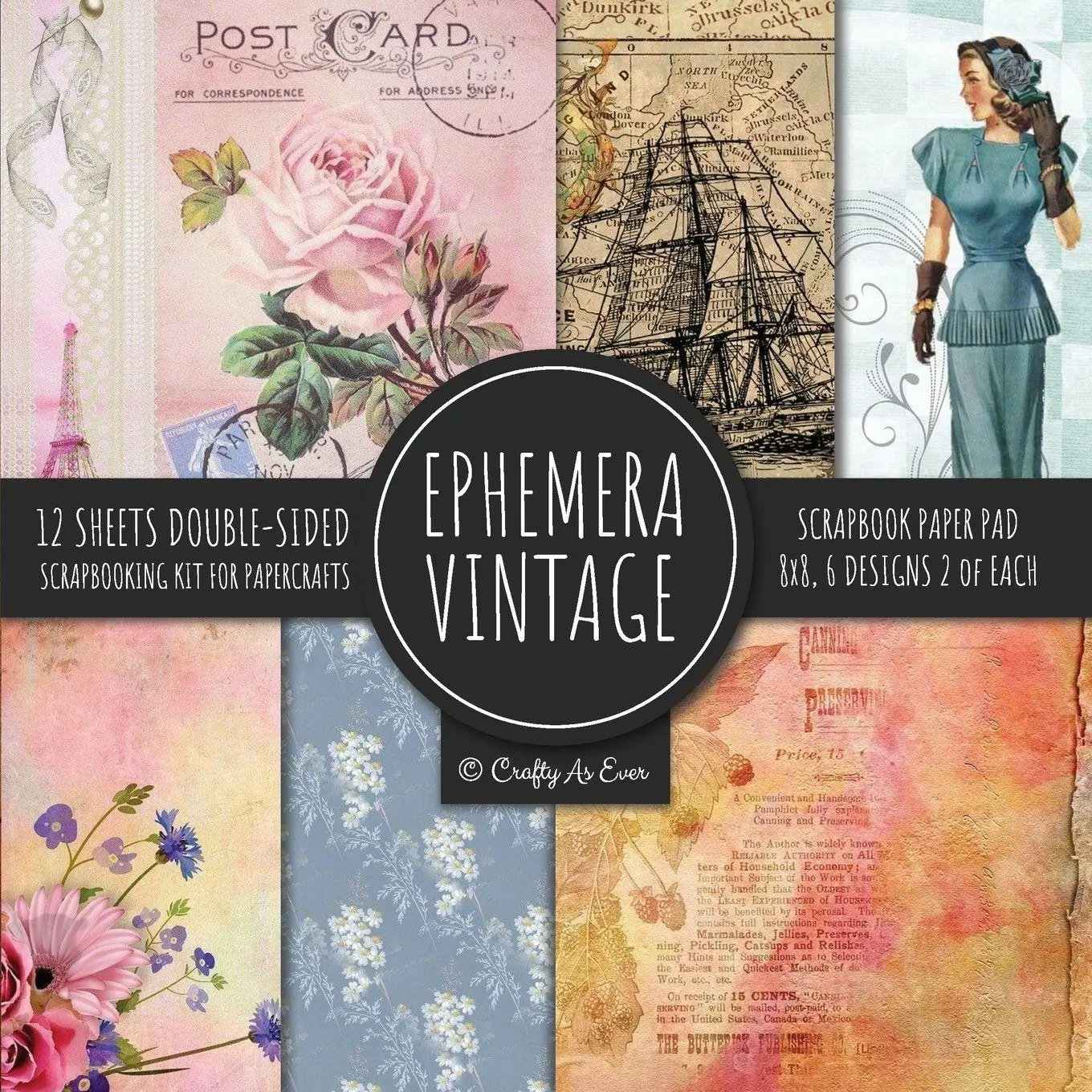Cover: 9781951373207 | Ephemera Vintage Scrapbook Paper Pad 8x8 Scrapbooking Kit for...