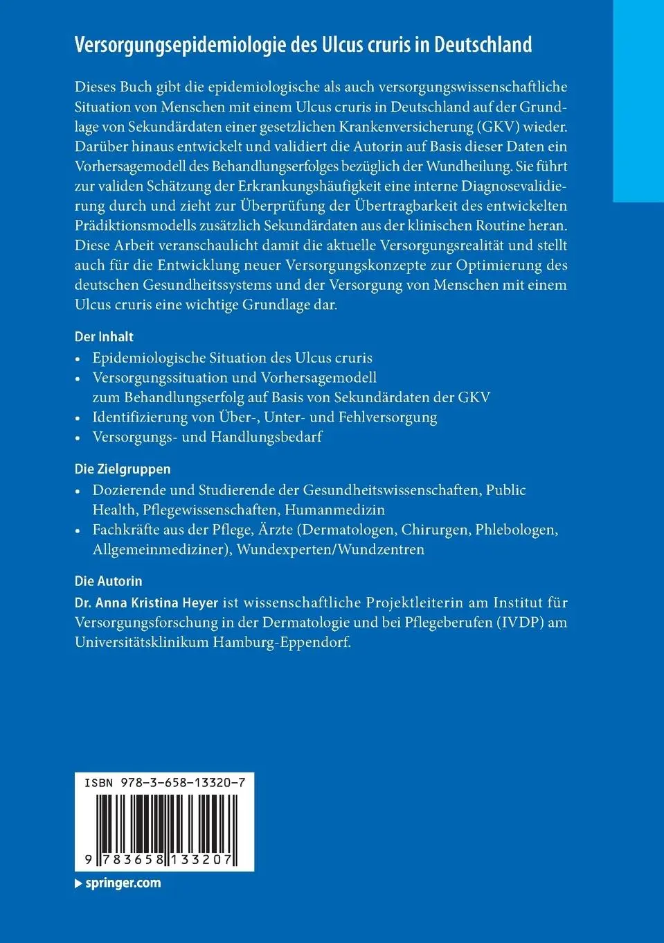 Rückseite: 9783658133207 | Versorgungsepidemiologie des Ulcus cruris in Deutschland | Heyer