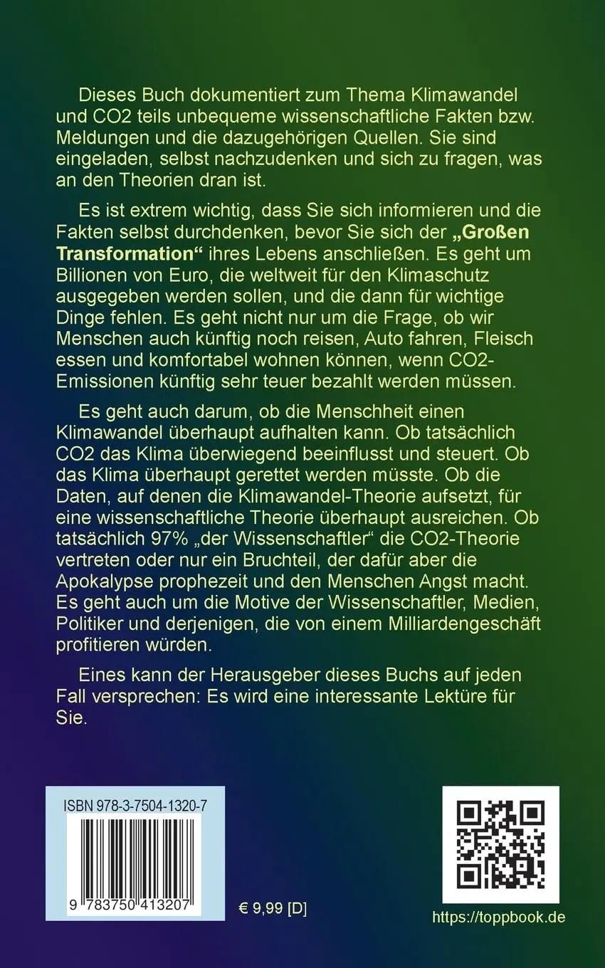 Rückseite: 9783750413207 | Treibhauseffekt und Klimawandel | Klaus-Dieter Sedlacek | Taschenbuch