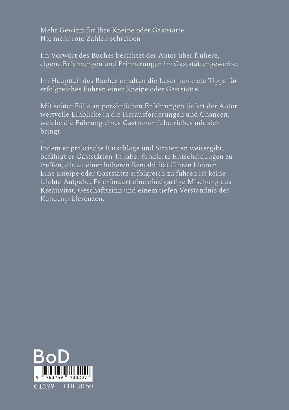 Rückseite: 9783759733207 | Mehr Gewinn für Ihre Kneipe oder Gaststätte | Karl-Heinz Rausch | Buch