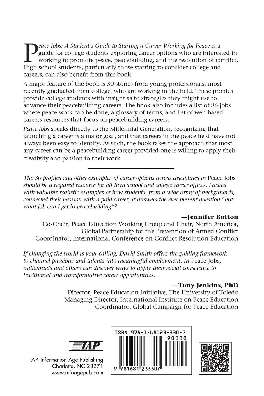 Rückseite: 9781681233307 | Peace Jobs | A Student's Guide to Starting a Career Working for Peace