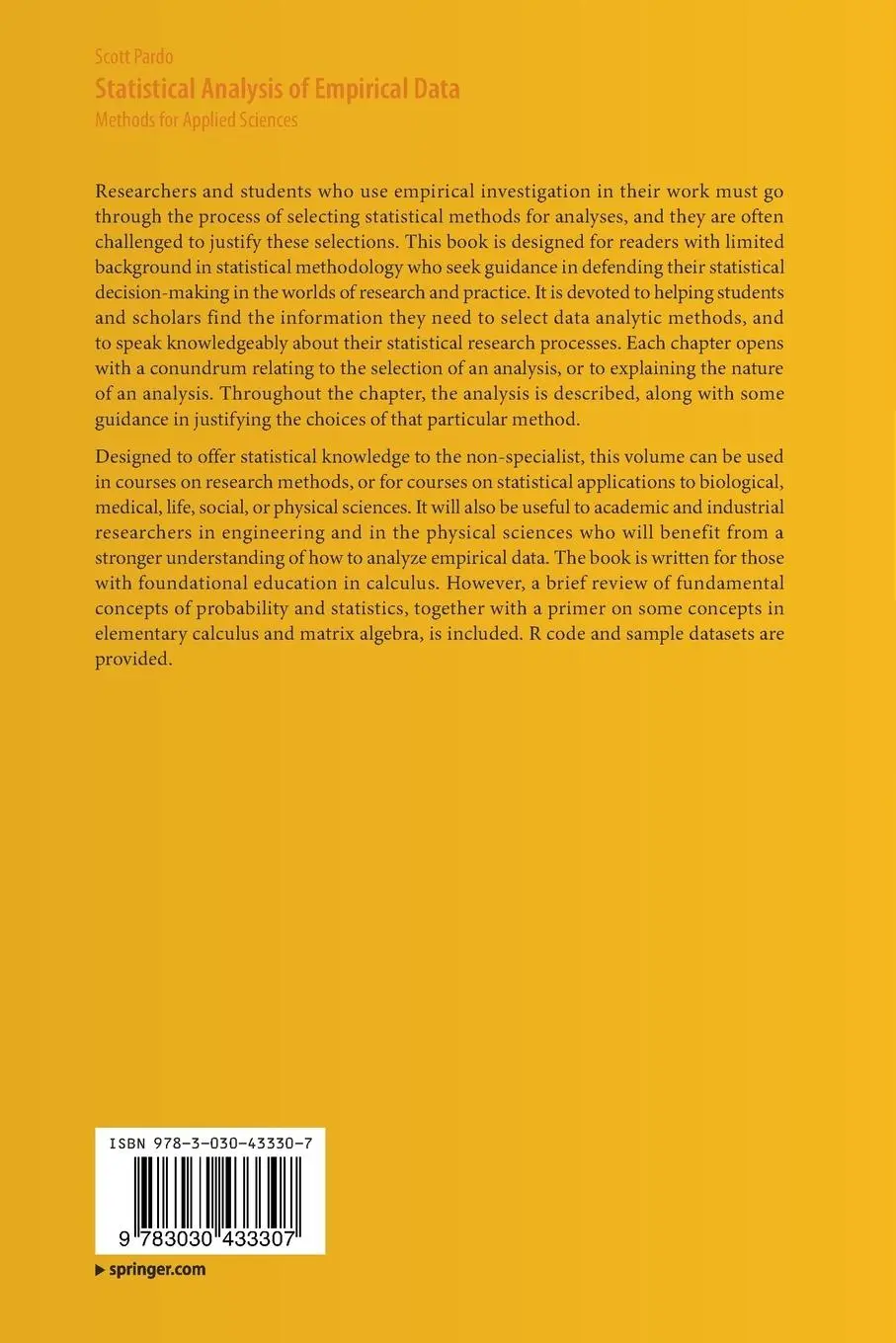 Rückseite: 9783030433307 | Statistical Analysis of Empirical Data | Methods for Applied Sciences