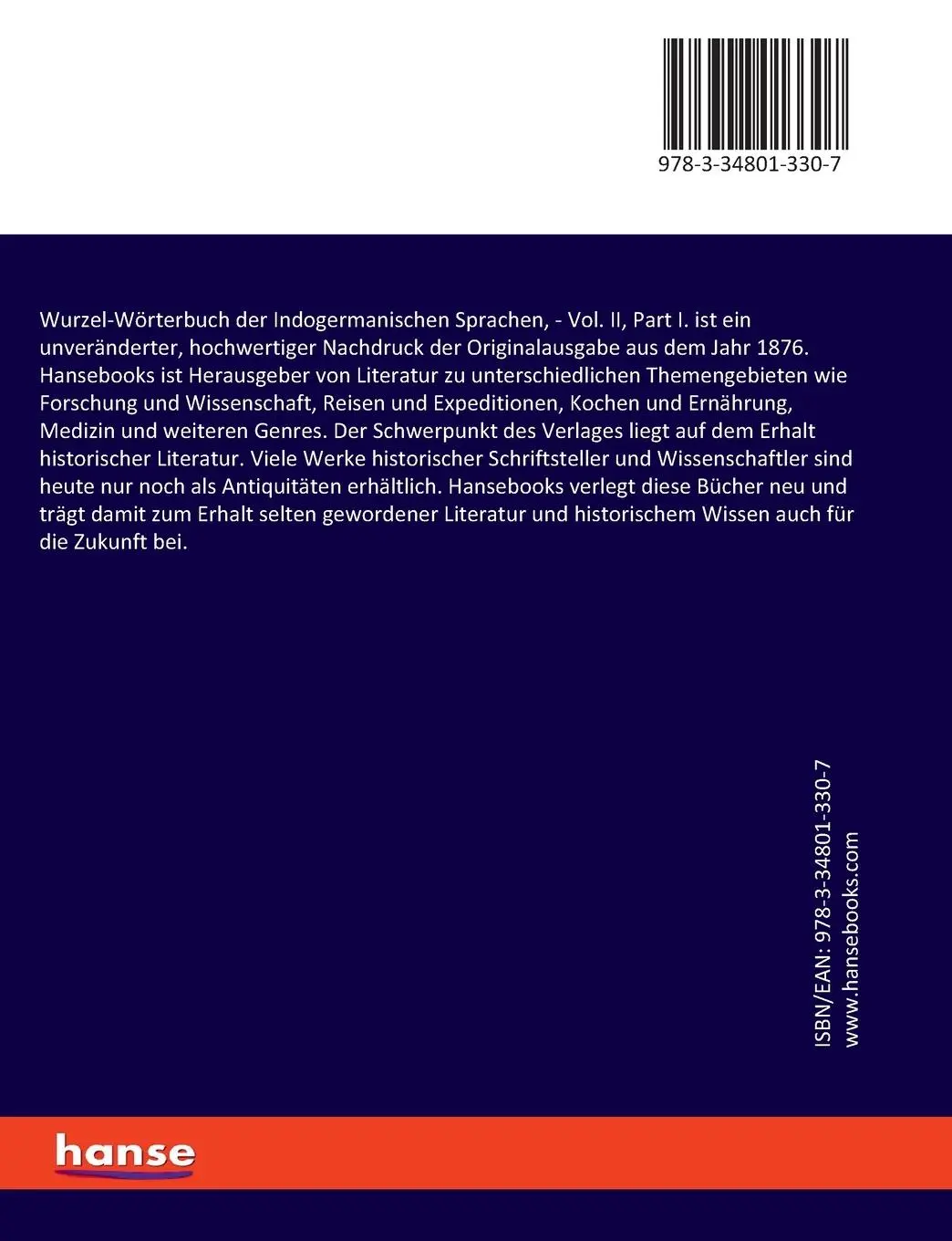 Rückseite: 9783348013307 | Wurzel-Wörterbuch der Indogermanischen Sprachen, | Vol. II, Part I.