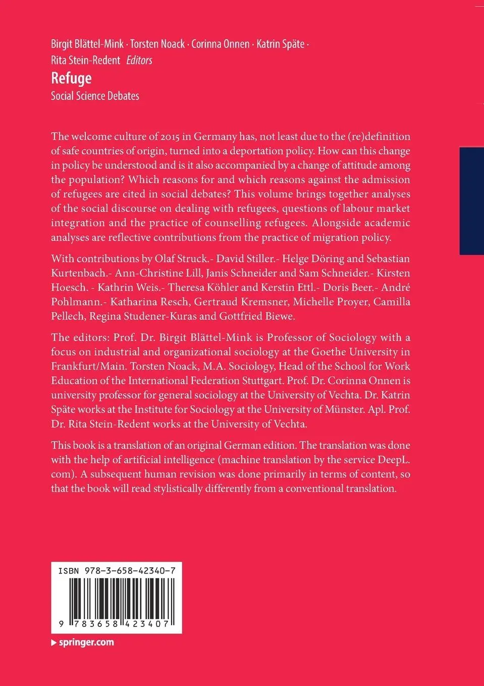 Rückseite: 9783658423407 | Refuge | Social Science Debates | Birgit Blättel-Mink (u. a.) | Buch