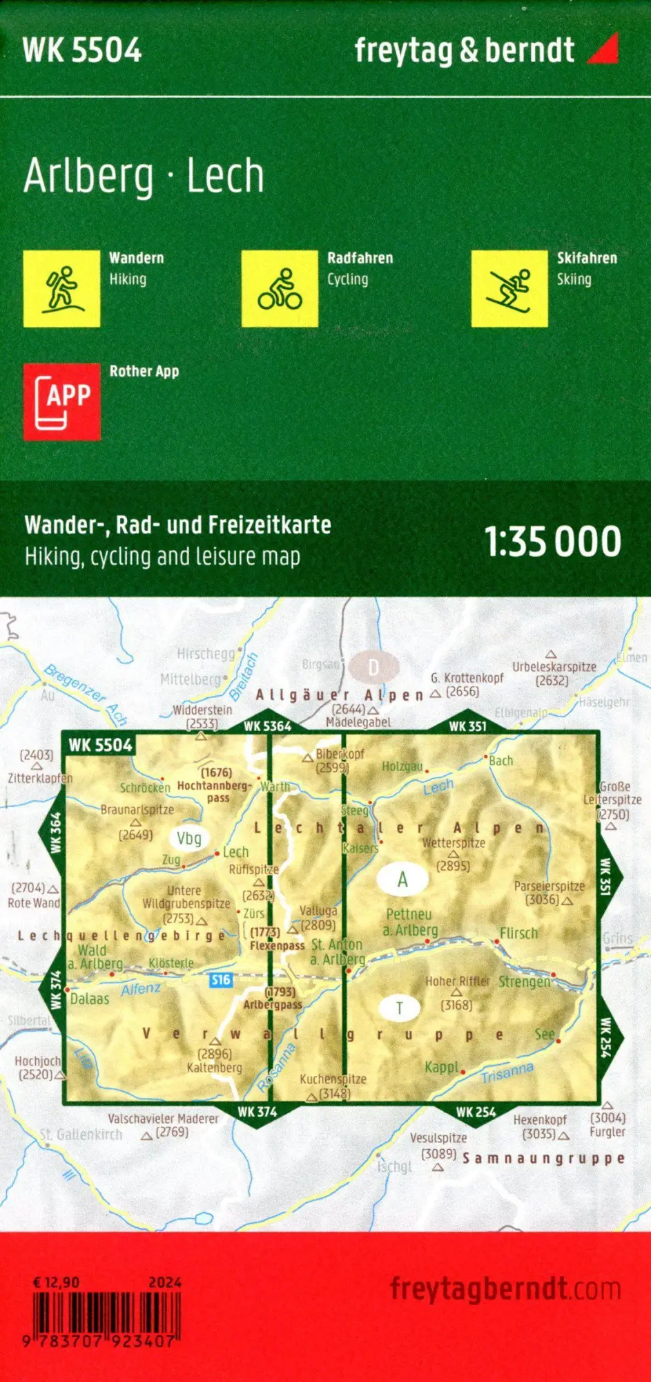 Bild: 9783707923407 | freytag &amp; berndt Wanderkarte WK 5504 Arlberg, Lech 1:35.000 | Berndt
