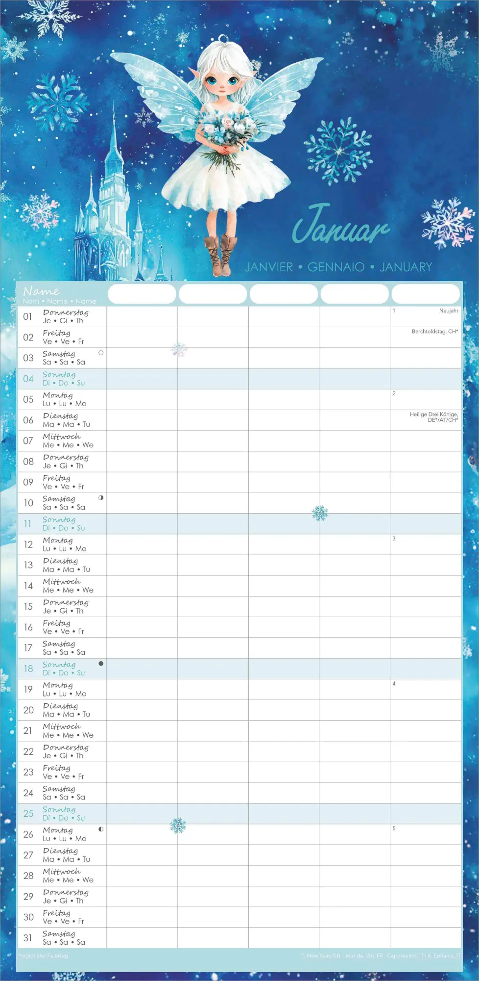 Bild: 4069095003507 | Familienplaner Feenzauber im Format 22 x 45 mit 5 Spalten | Kalender