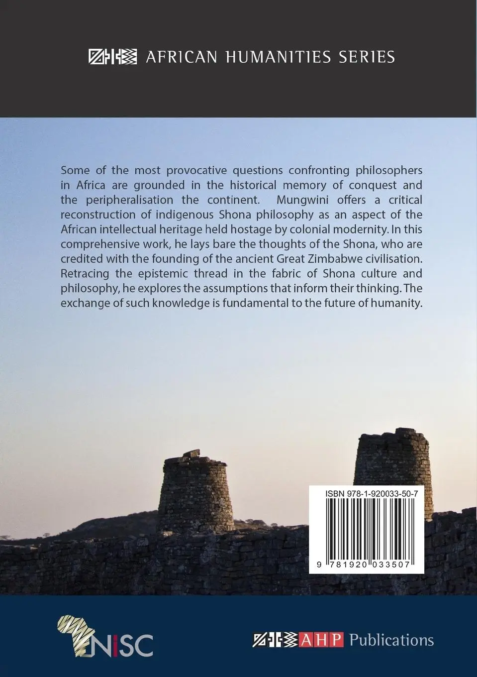 Rückseite: 9781920033507 | Indigenous Shona Philosophy | Reconstructive Insights | Mungwini