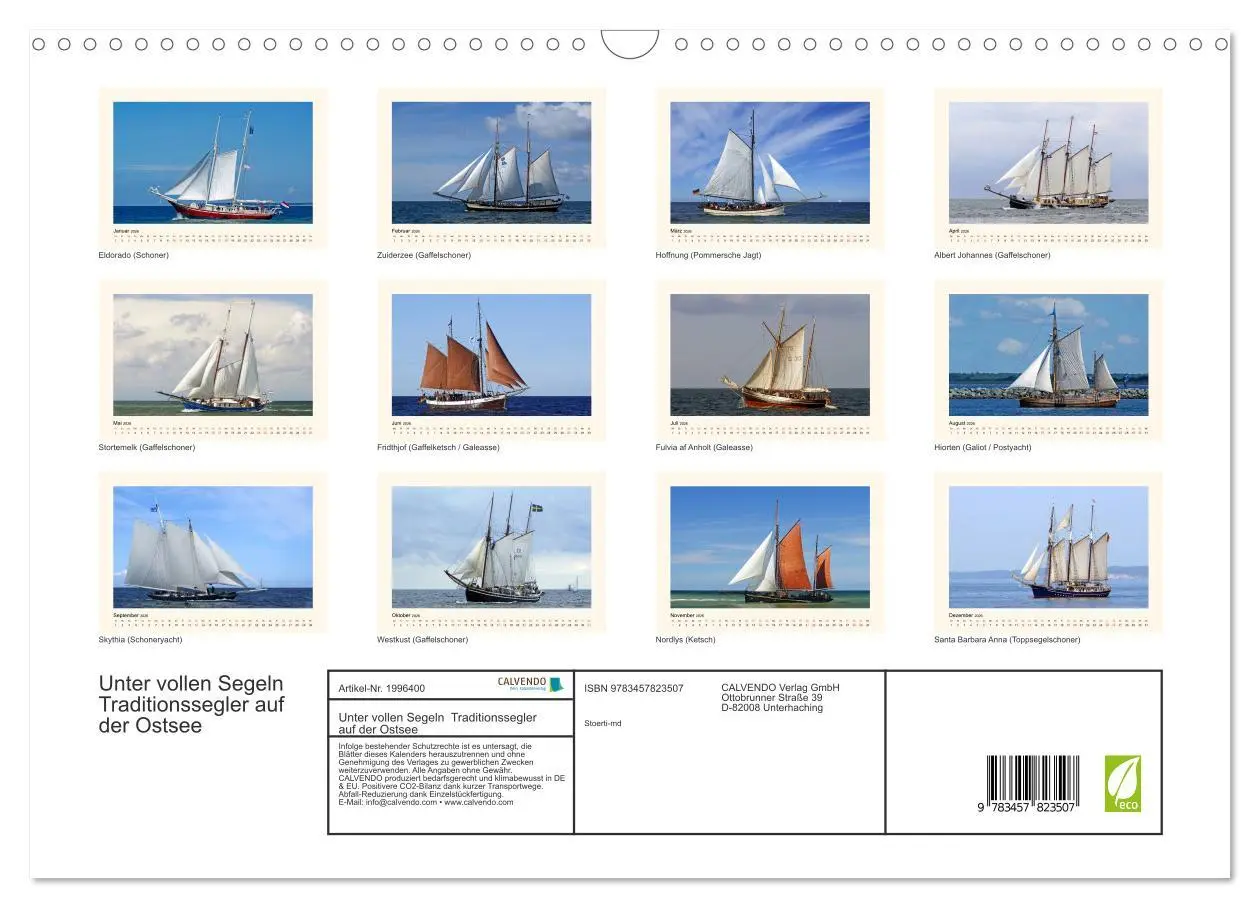 Bild: 9783457823507 | Unter vollen Segeln Traditionssegler auf der Ostsee (Wandkalender...