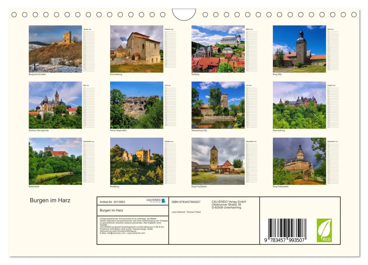 Bild: 9783457993507 | Burgen im Harz (Wandkalender 2026 DIN A4 quer), CALVENDO...