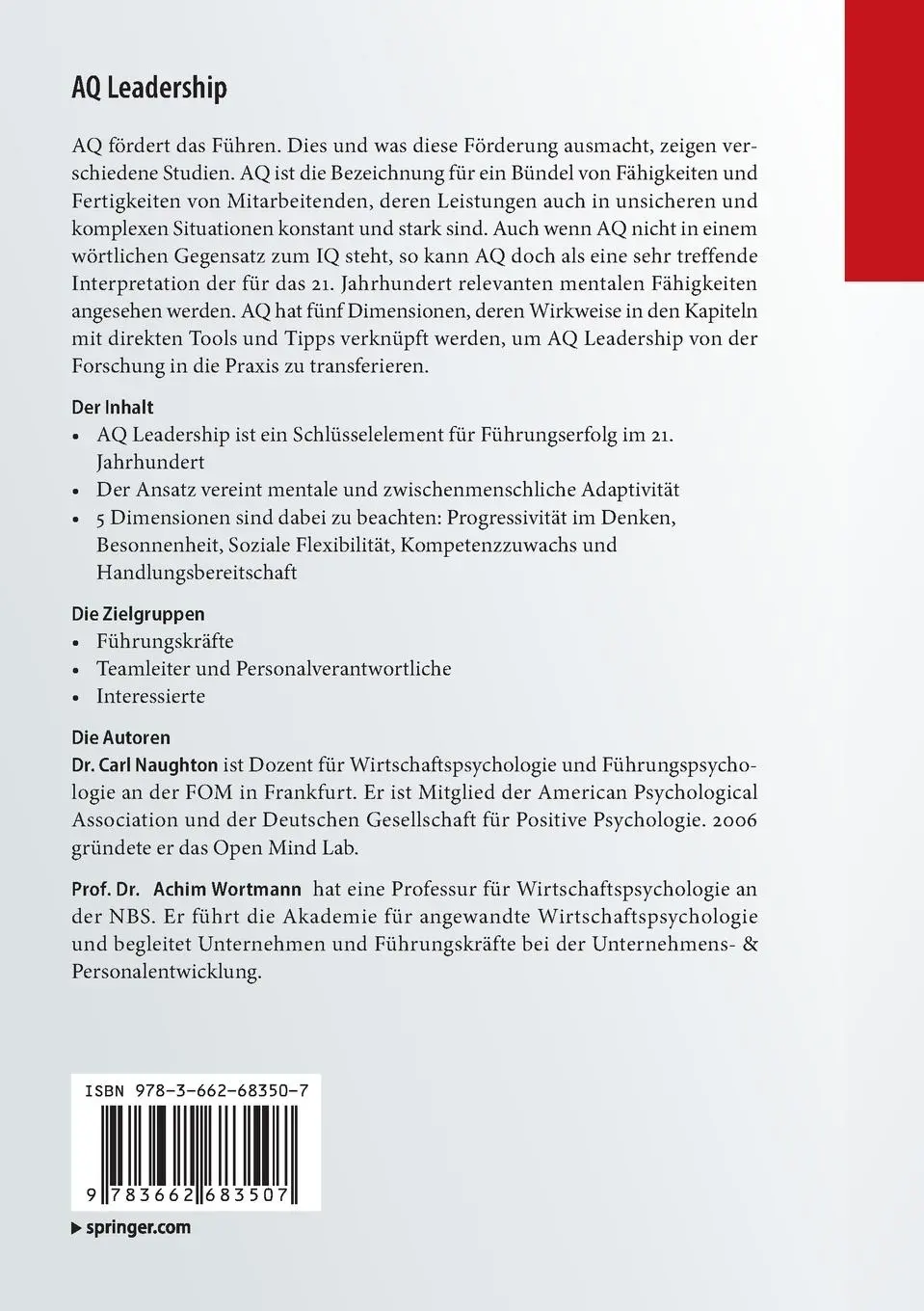 Rückseite: 9783662683507 | AQ Leadership | Achim Wortmann (u. a.) | Taschenbuch | ix | Deutsch