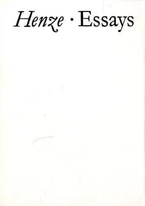 Cover: 9783795723507 | Essays | Hans Werner Henze | Taschenbuch | 132 S. | Deutsch | 1976