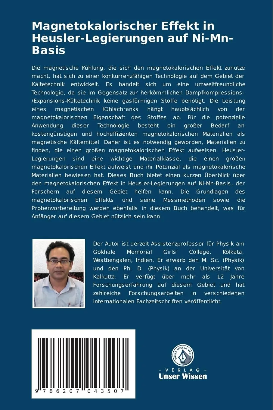 Rückseite: 9786207043507 | Magnetokalorischer Effekt in Heusler-Legierungen auf Ni-Mn-Basis | Pal
