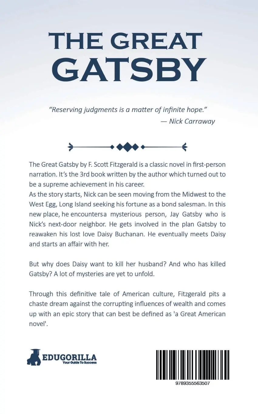 Rückseite: 9789355563507 | "The Great Gatsby | F. Scott Fitzgerald | Taschenbuch | Englisch