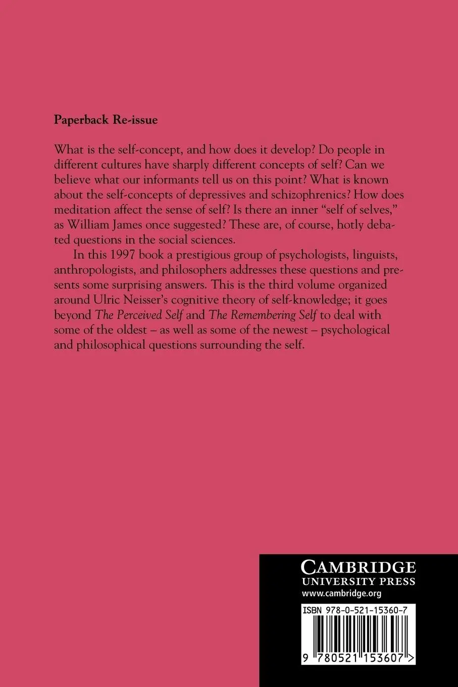 Rückseite: 9780521153607 | The Conceptual Self in Context | Culture Experience Self Understanding