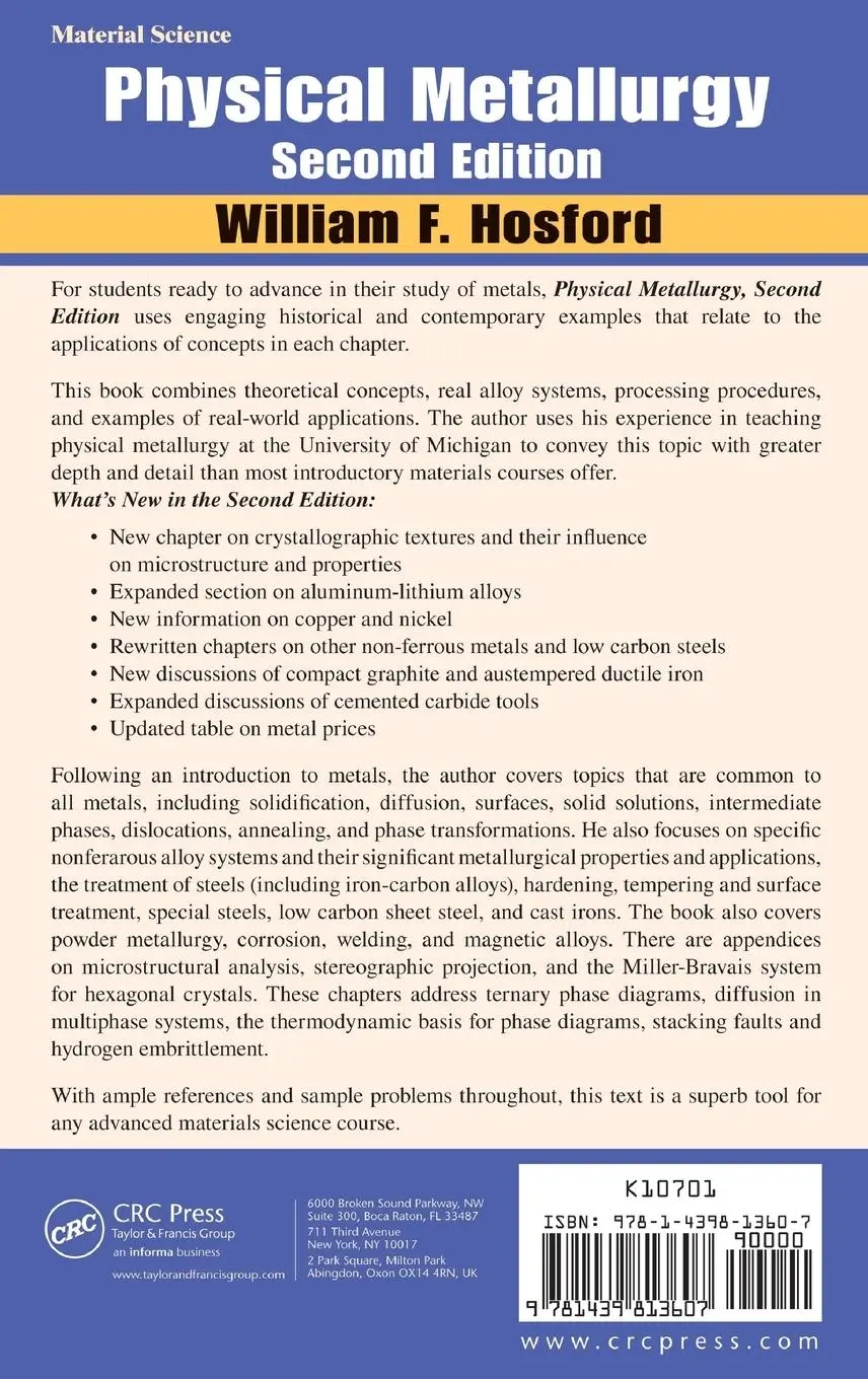 Rückseite: 9781439813607 | Physical Metallurgy | William F. Hosford | Buch | Englisch | 2010