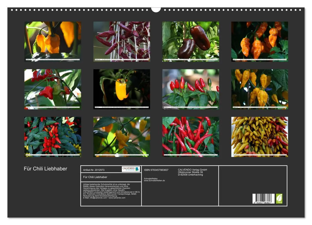Bild: 9783457983607 | Für Chili Liebhaber (Wandkalender 2026 DIN A2 quer), CALVENDO...