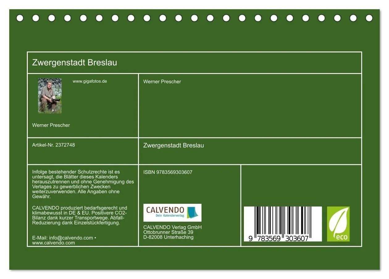 Bild: 9783569303607 | Zwergenstadt Breslau (Tischkalender 2027 DIN A5 quer), CALVENDO...