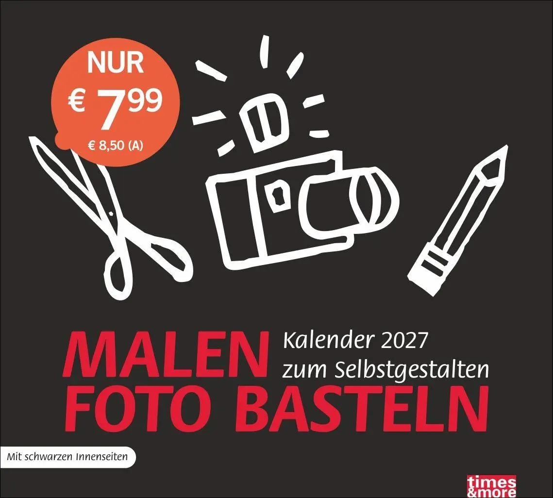 Cover: 9783756413607 | times&amp;more Bastelkalender schwarz 2027 | Heye | Kalender | 14 S.