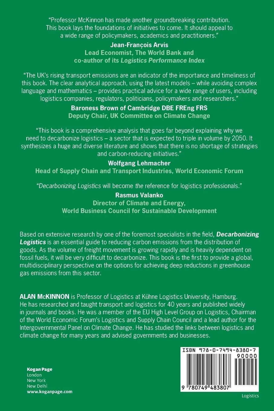 Rückseite: 9780749483807 | Decarbonizing Logistics | Distributing Goods in a Low Carbon World