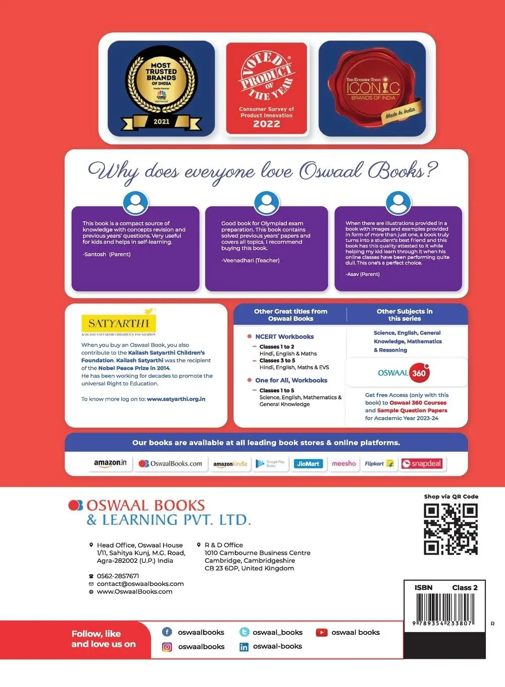 Rückseite: 9789354233807 | Oswaal One For All Olympiad Previous Years' Solved Papers, Class-2...