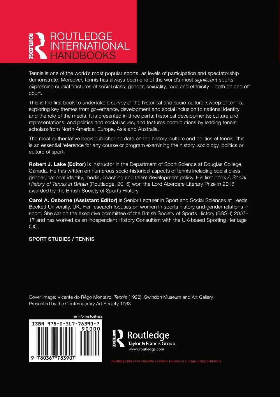 Rückseite: 9780367783907 | Routledge Handbook of Tennis | History, Culture and Politics | Lake