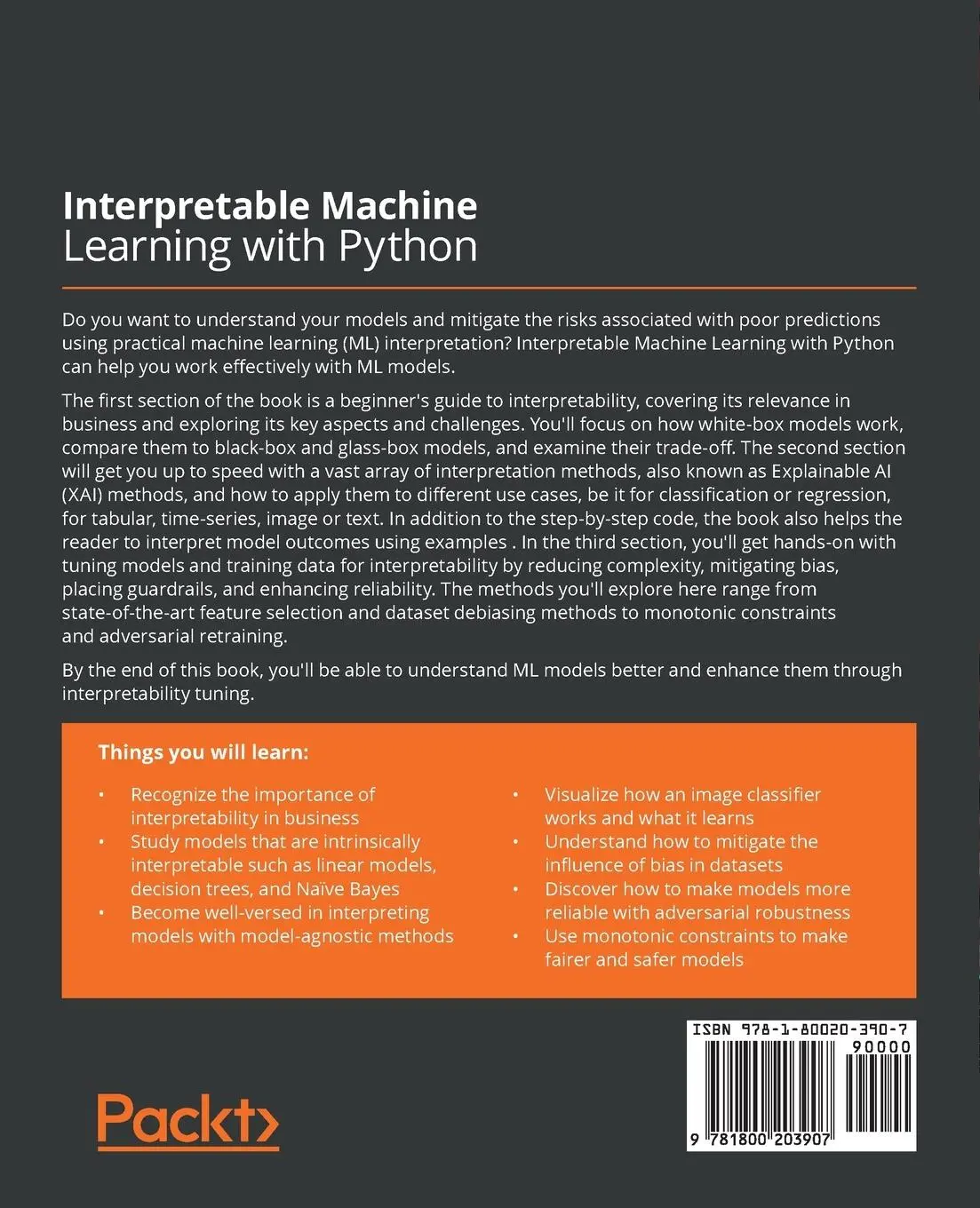 Rückseite: 9781800203907 | Interpretable Machine Learning with Python | Serg Masís | Taschenbuch