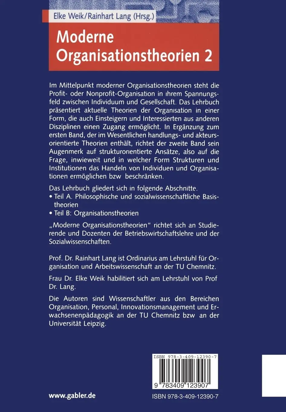 Rückseite: 9783409123907 | Moderne Organisationstheorien 2 | Strukturorientierte Ansätze | Buch