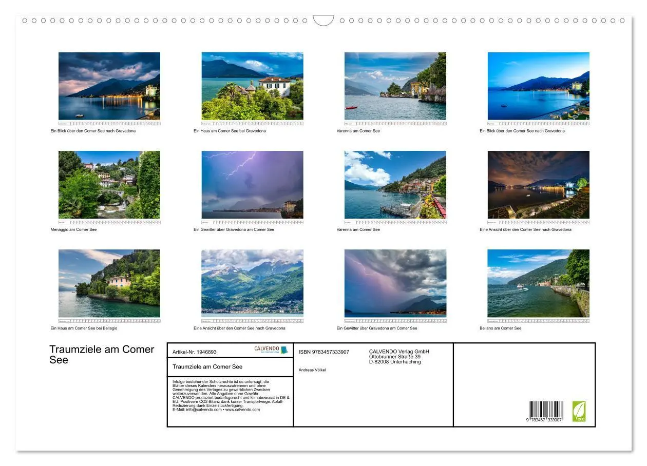 Bild: 9783457333907 | Traumziele am Comer See (Wandkalender 2026 DIN A2 quer), CALVENDO...
