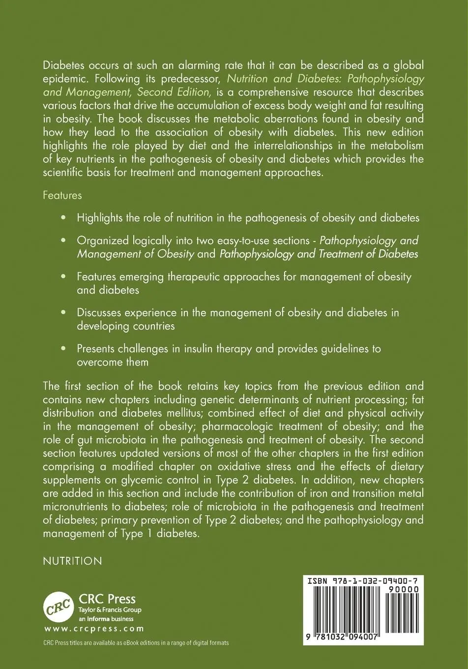 Rückseite: 9781032094007 | Nutrition and Diabetes | Pathophysiology and Management | Taschenbuch