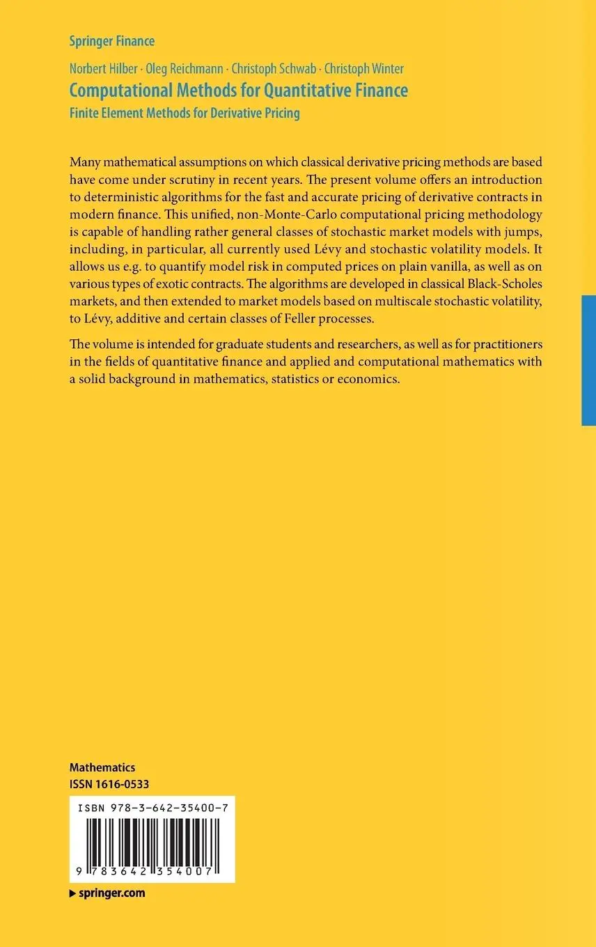 Rückseite: 9783642354007 | Computational Methods for Quantitative Finance | Hilber (u. a.) | Buch
