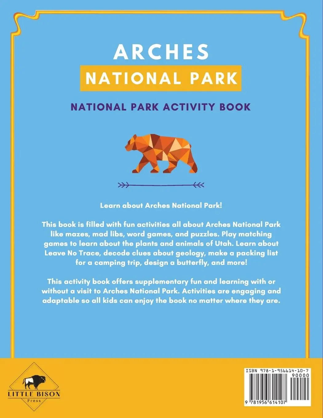 Rückseite: 9781956614107 | Arches National Park Activity Book | Little Bison Press | Taschenbuch