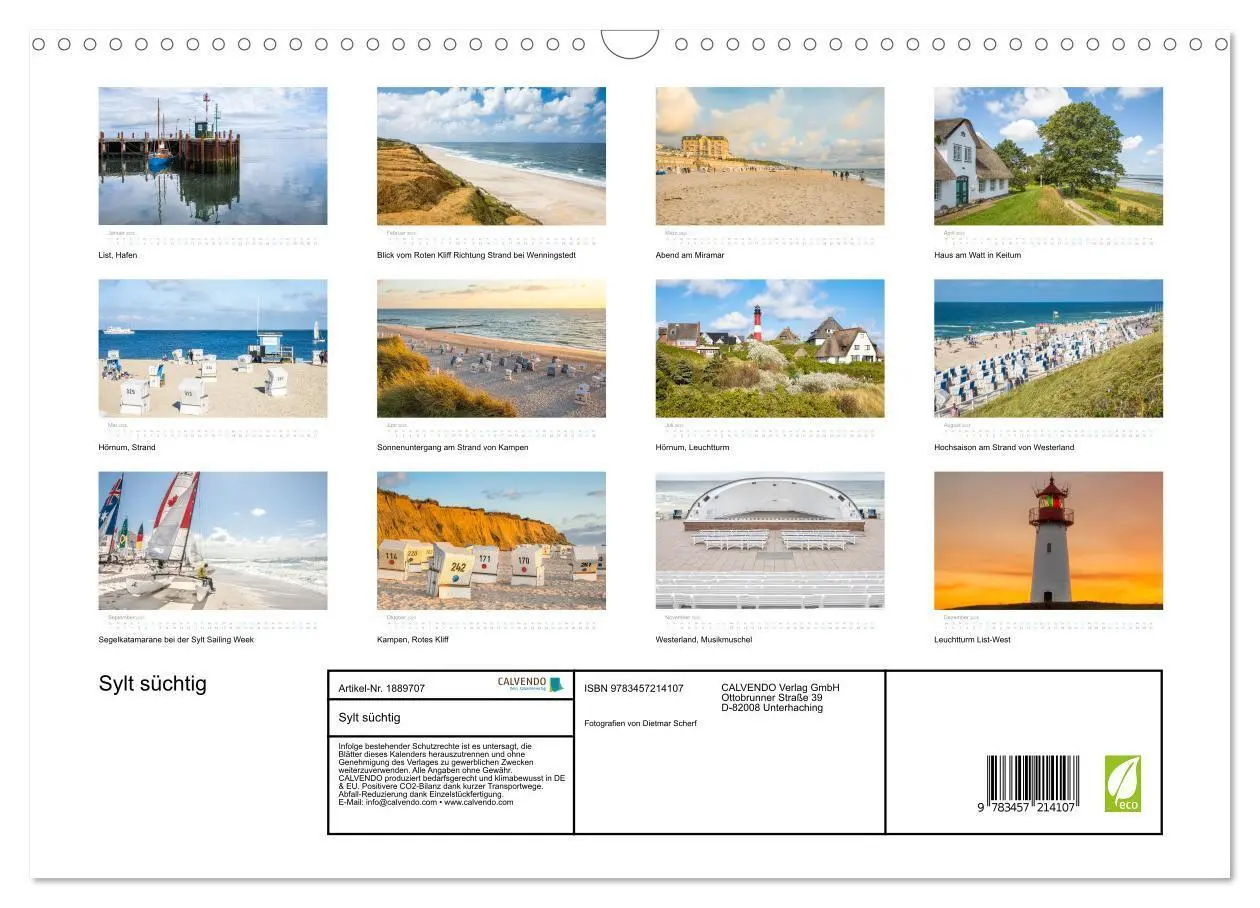 Bild: 9783457214107 | Sylt süchtig (Wandkalender 2025 DIN A3 quer), CALVENDO Monatskalender