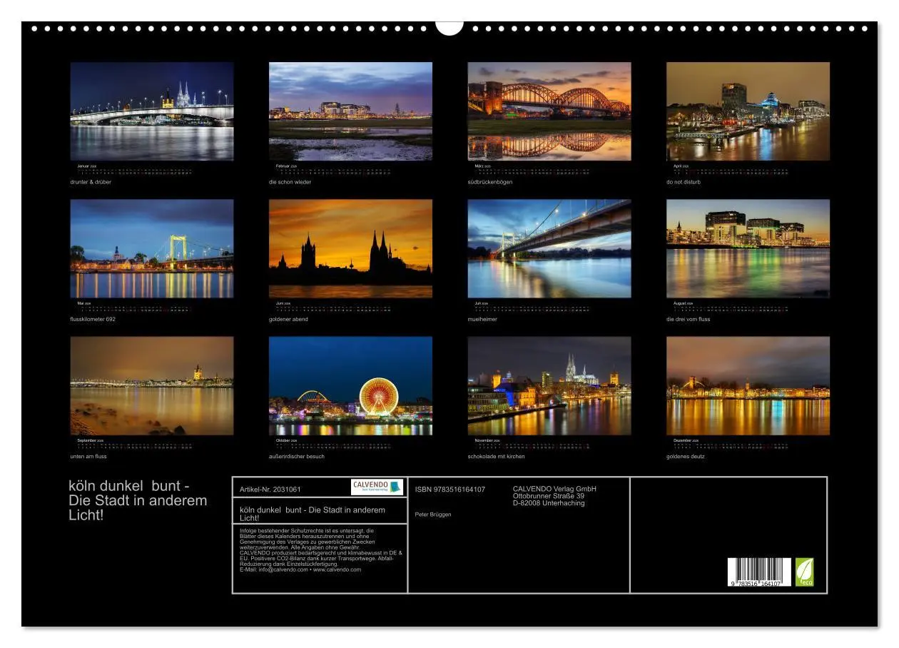 Bild: 9783516164107 | köln dunkel bunt - Die Stadt in anderem Licht! (Wandkalender 2026...