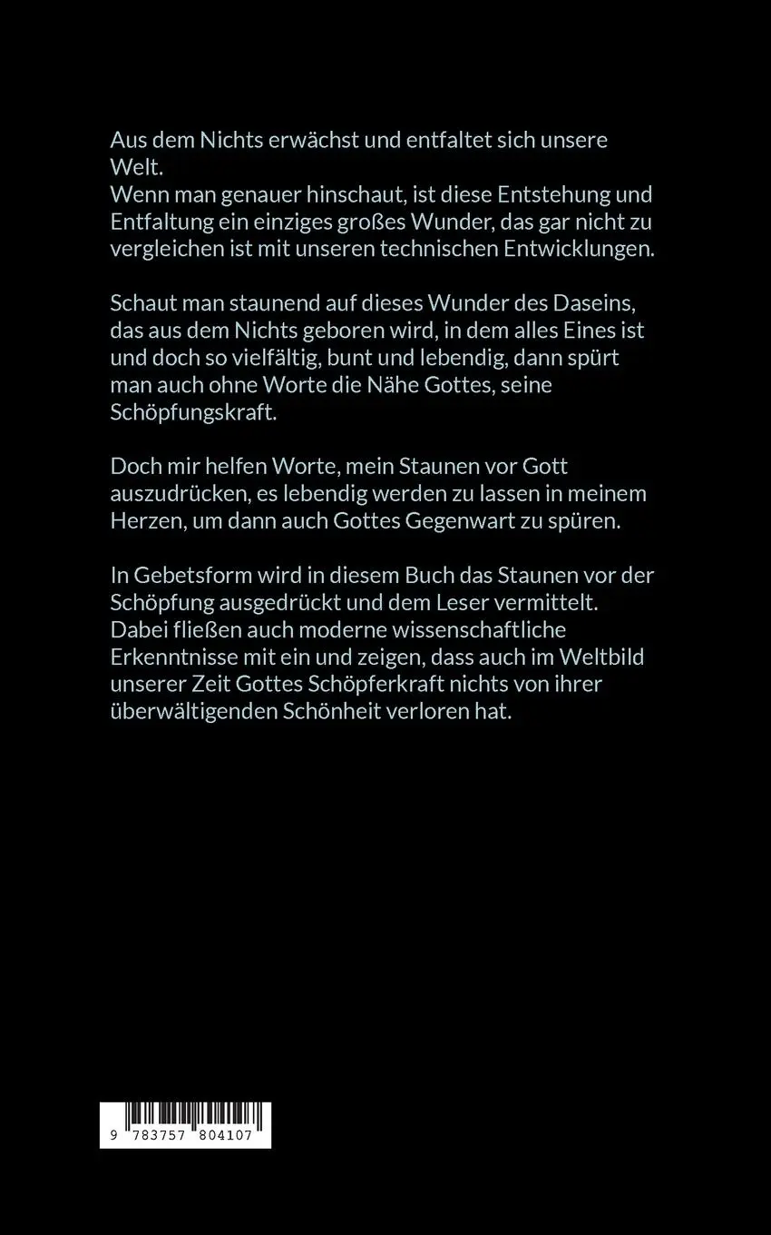 Rückseite: 9783757804107 | Aus dem Nichts - Wunder der Schöpfung | Maria Wolf | Taschenbuch