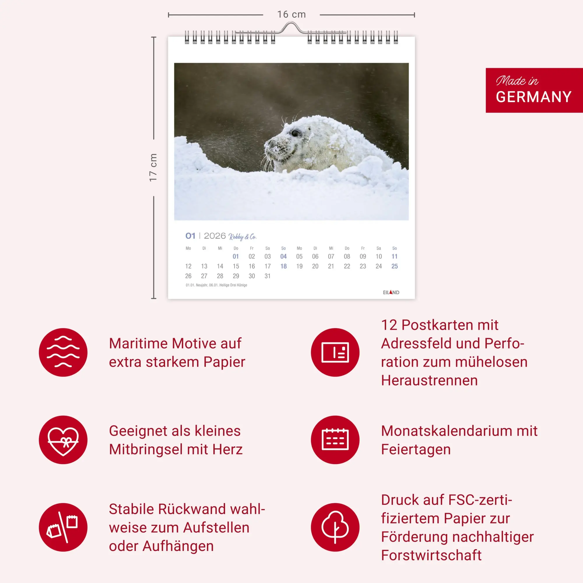 Bild: 9783964024107 | Robby &amp; Co. Postkartenkalender 2026 | Kalender | Spiralbindung | 13 S.