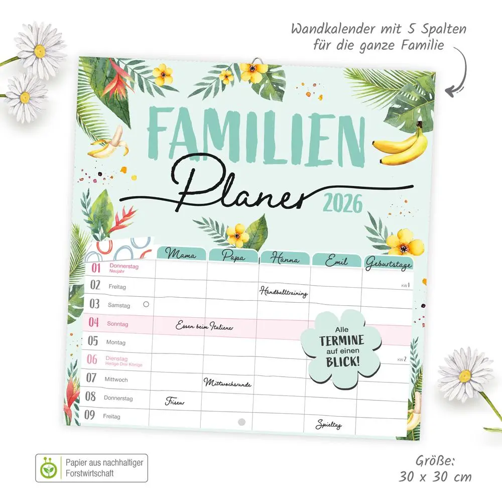 Bild: 9783988024107 | Trötsch Broschürenkalender Familienplaner 2026 | Wandplaner | KG