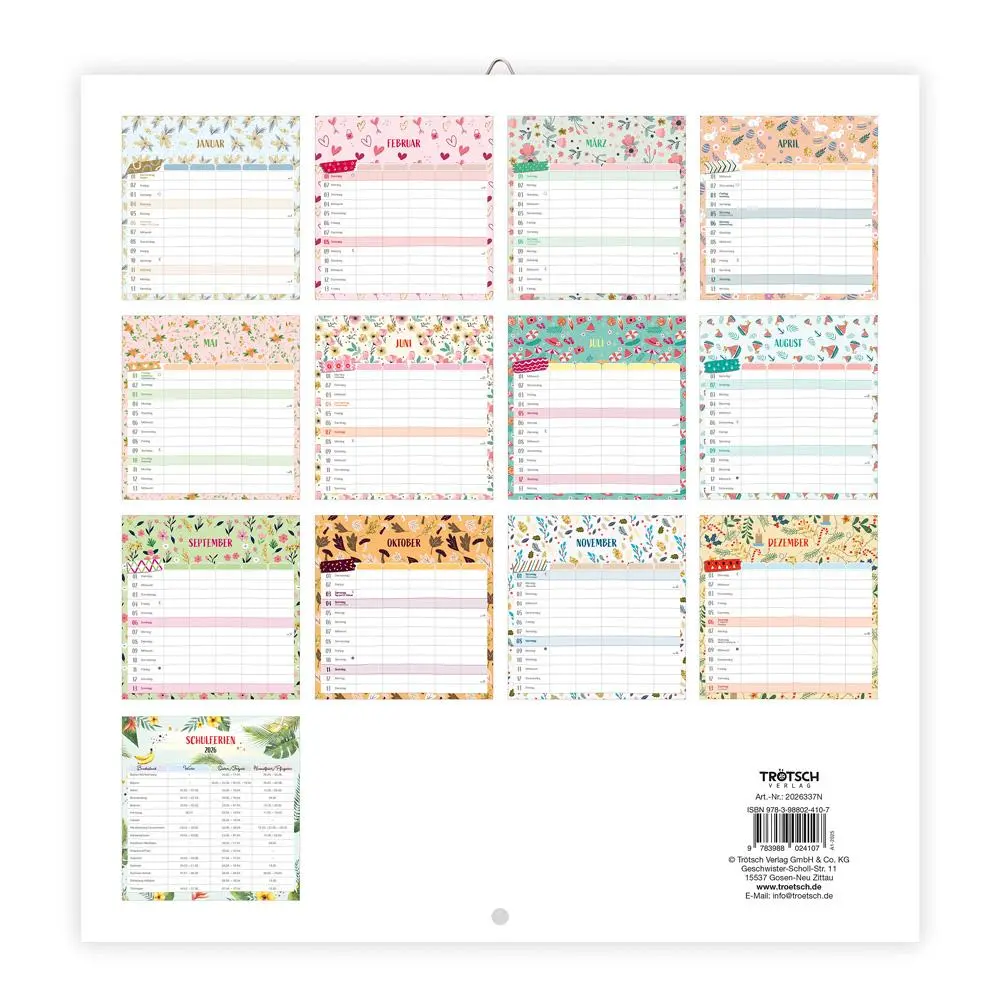 Bild: 9783988024107 | Trötsch Broschürenkalender Familienplaner 2026 | Wandplaner | KG
