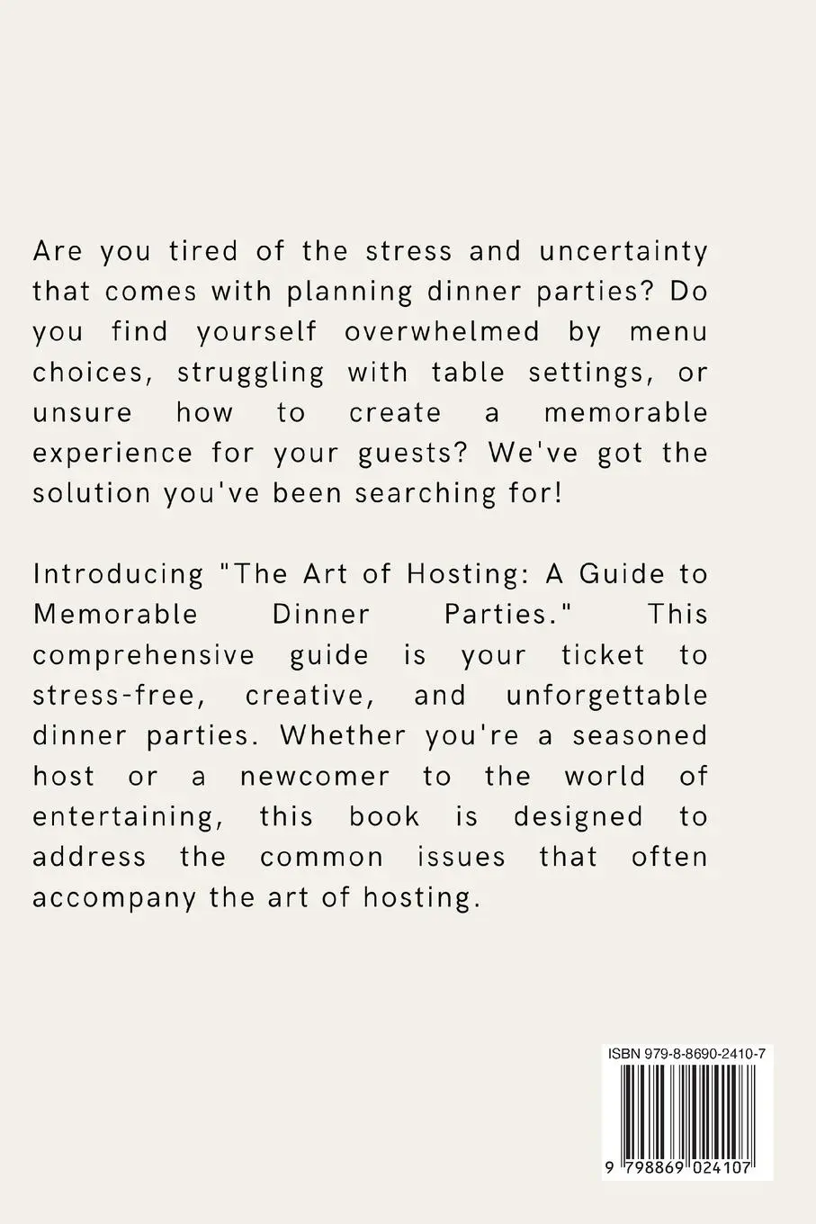 Rückseite: 9798869024107 | The Art of Hosting | A Guide to Memorable Dinner Parties | Morrison
