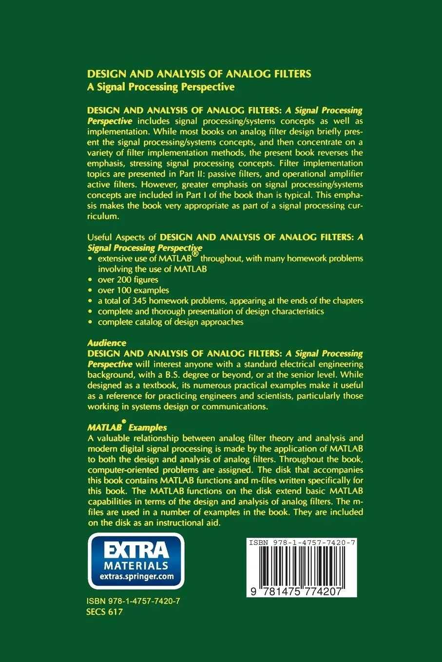 Rückseite: 9781475774207 | Design and Analysis of Analog Filters | Larry D. Paarmann | Buch | xii
