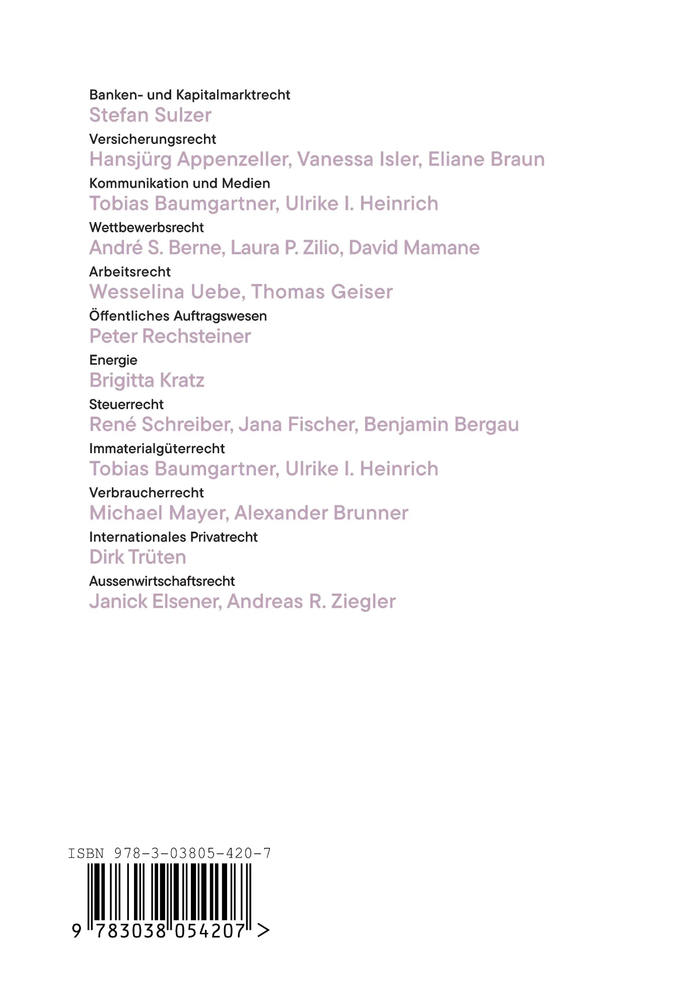 Rückseite: 9783038054207 | Jahrbuch Wirtschaftsrecht Schweiz - EU 2021/22 | Baumgartner (u. a.)