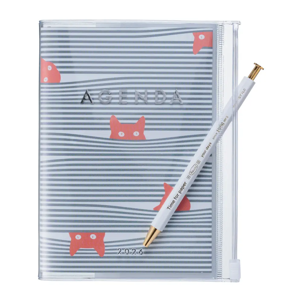 Bild: 4550045144307 | MARK'S 2025/26 Taschenkalender, B6 Cats, Gray | Mark's Inc | Kalender
