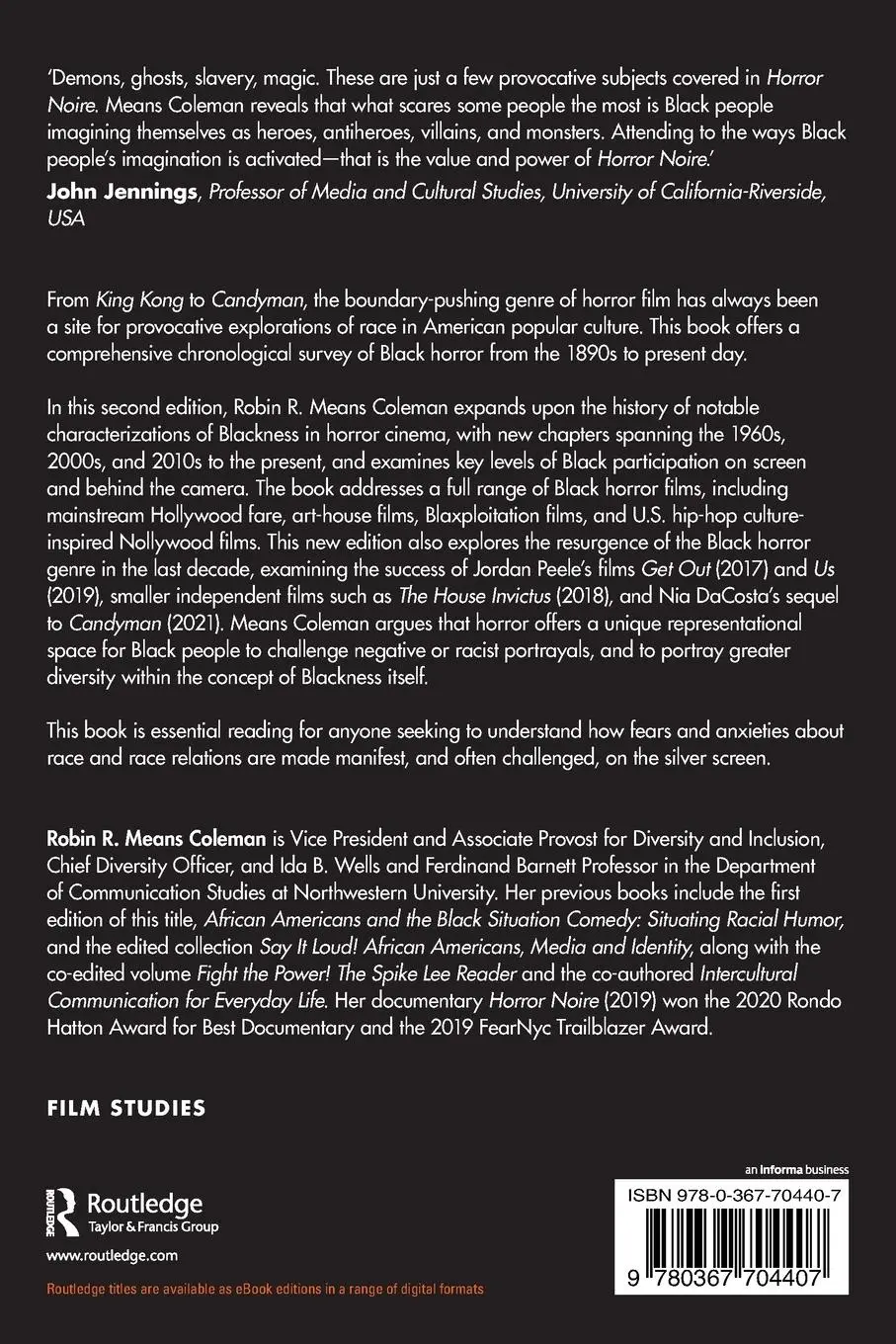 Rückseite: 9780367704407 | Horror Noire | Robin R. Means Coleman | Taschenbuch | Englisch | 2022