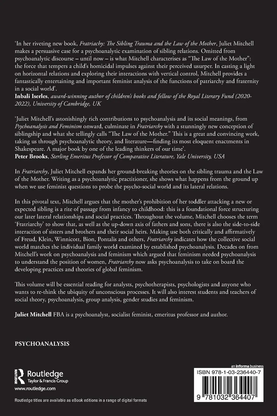 Rückseite: 9781032364407 | Fratriarchy | The Sibling Trauma and the Law of the Mother | Mitchell