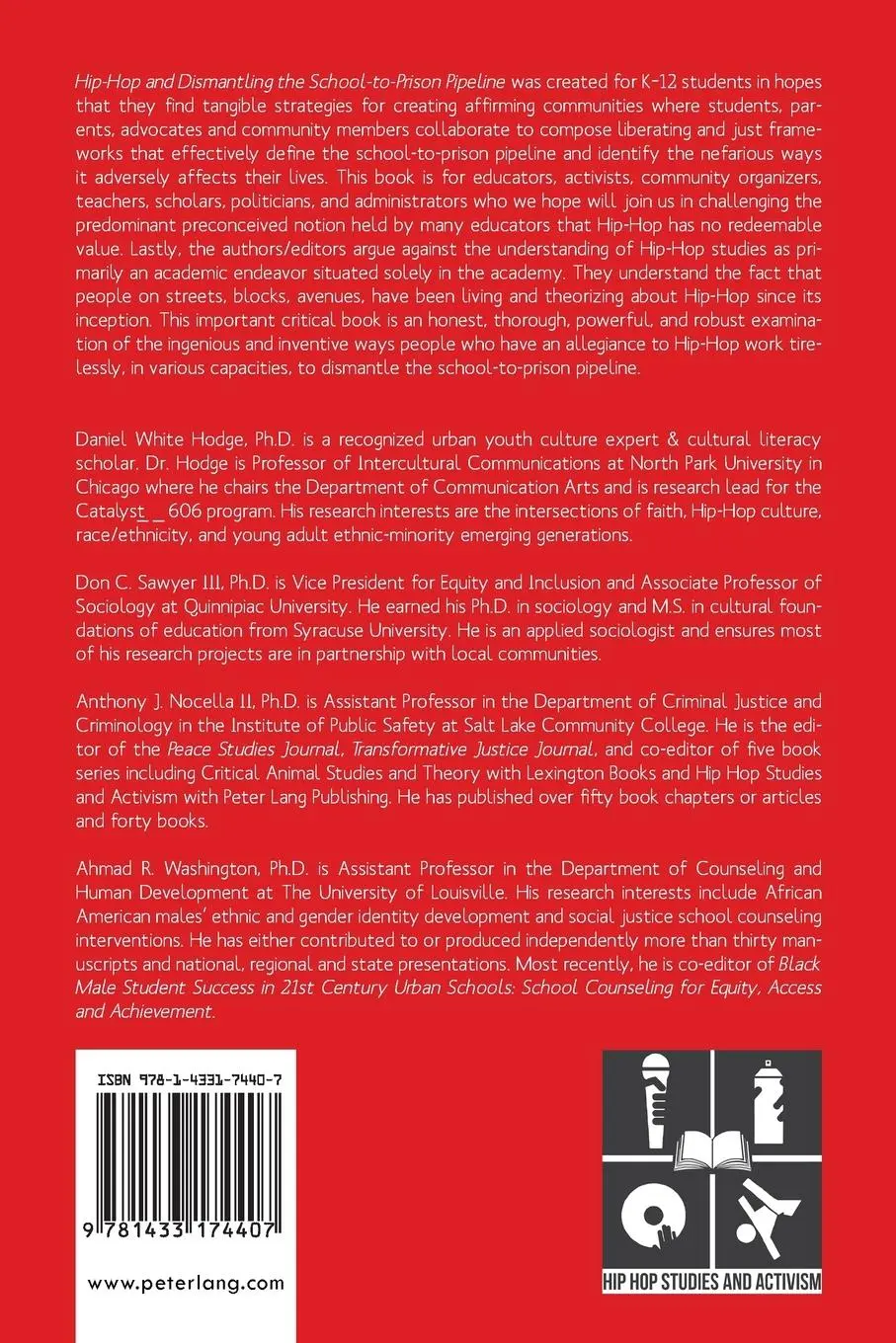 Rückseite: 9781433174407 | Hip-Hop and Dismantling the School-to-Prison Pipeline | Hodge (u. a.)