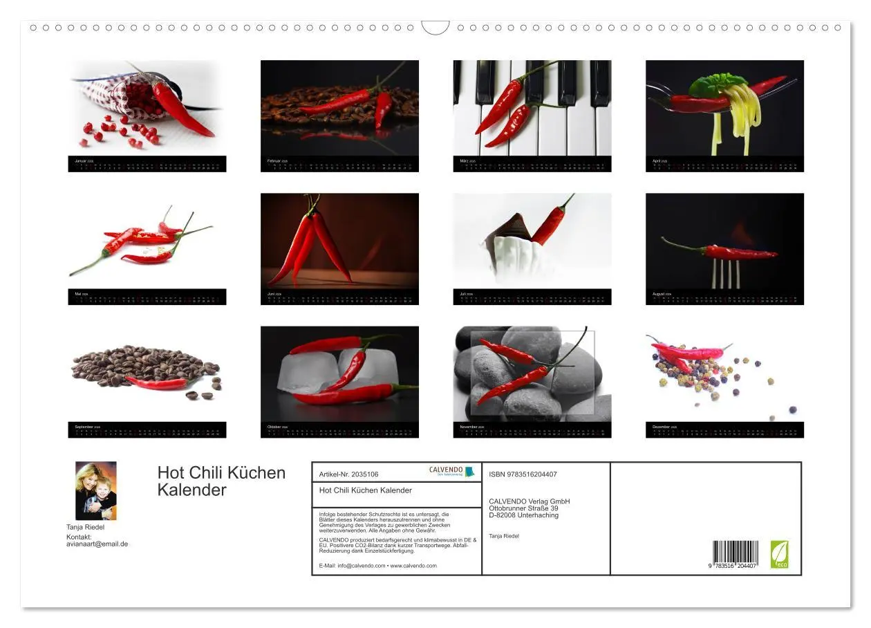 Bild: 9783516204407 | Hot Chili Küchen Kalender (Wandkalender 2026 DIN A2 quer), CALVENDO...