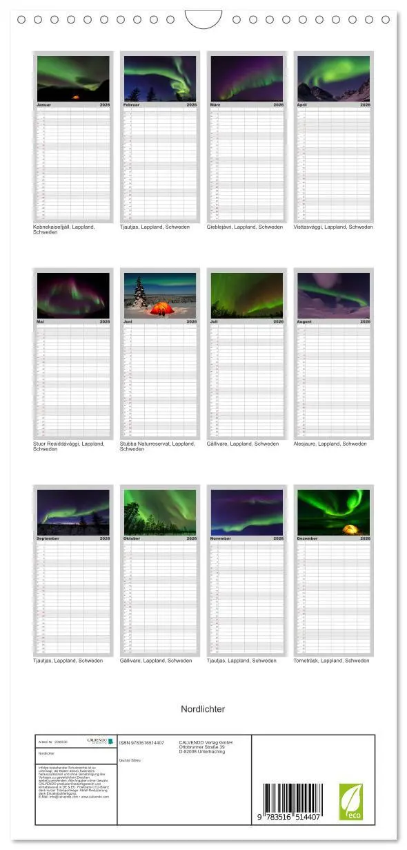 Bild: 9783516514407 | Familienplaner 2026 - Nordlichter mit 5 Spalten (Wandkalender, 21 x...